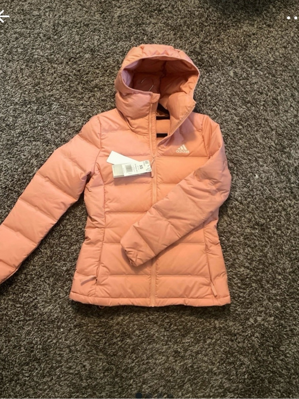 adidas Hooded Quilted Puffer Jacket in Peach Pink